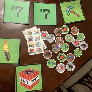 Minecraft Happy Birthday banner, decor, and tattoos